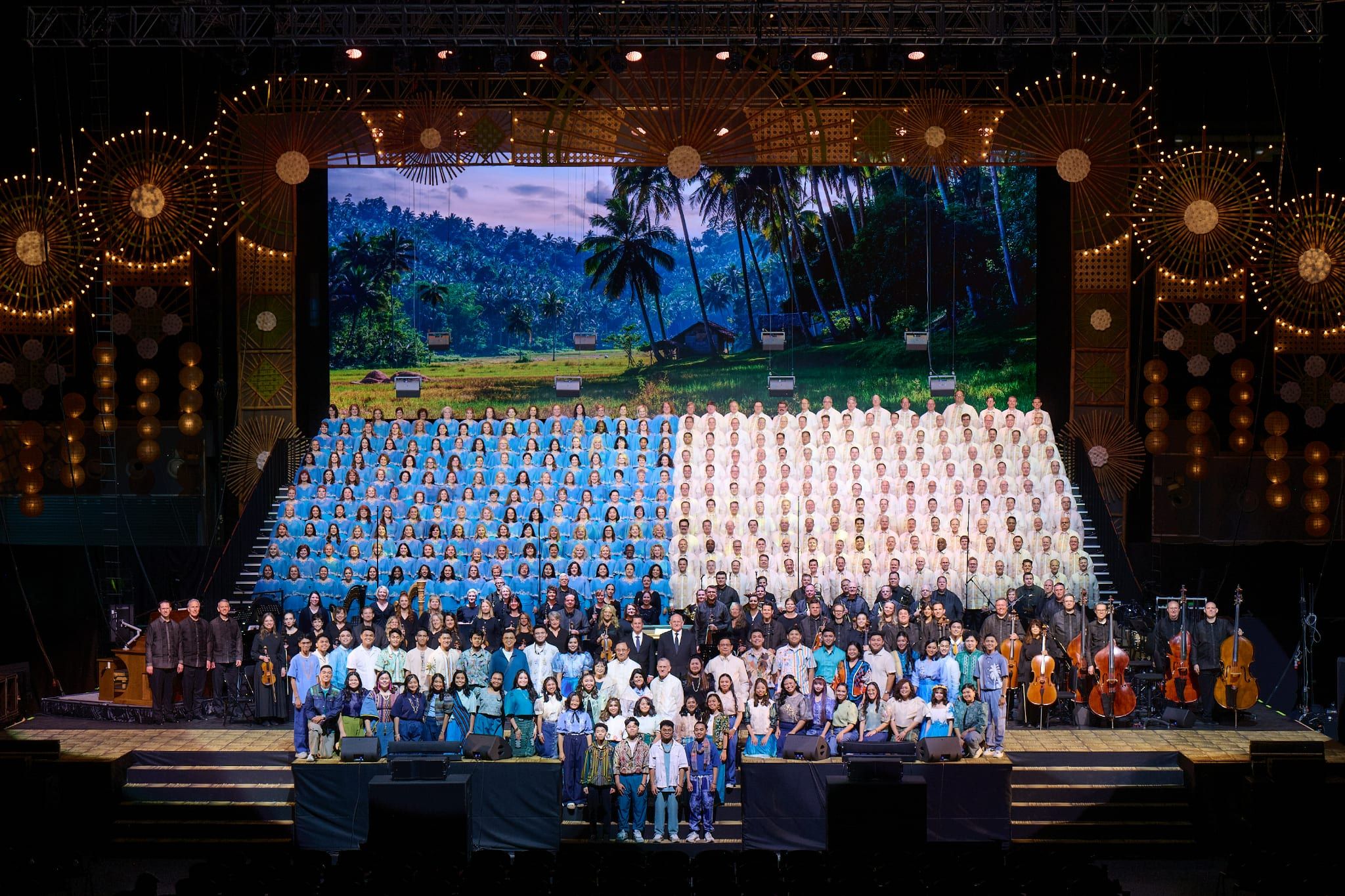 The Tabernacle Choir and Orchestra at Temple Square with the Choir presidency, Philippines area presidency and youth performers at the Mall of Asia Arena on Wednesday, February 28, 2024.